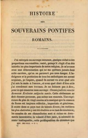 Histoire des souverains pontifes romains, 1