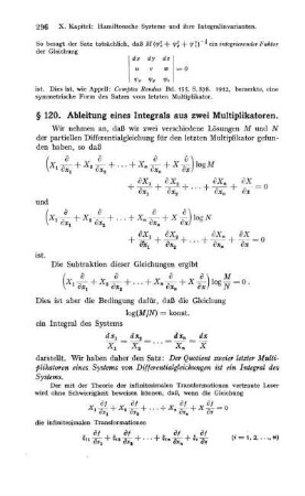 § 120. Ableitung eines Integrals aus zwei Multiplikatoren.