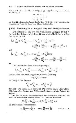 § 120. Ableitung eines Integrals aus zwei Multiplikatoren.