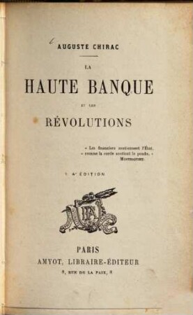 La Haute Banque et les Révolutions