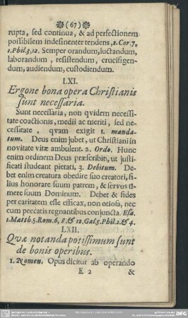 LXII. Quae notanda potissimum sunt de bonis operibus