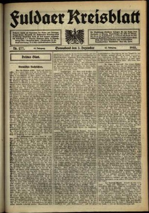 Dritte Ausgabe vom Samstag, den 03. Dezember 1910.
