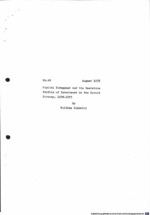 Capital scrappage and the gestation profile of investment in the Soviet economy, 1958 - 1973