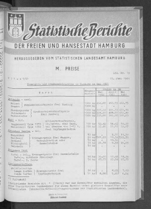 Erzeuger- und Großhandelspreise in Hamburg im Mai 1961 : Lfd. Nr. 19