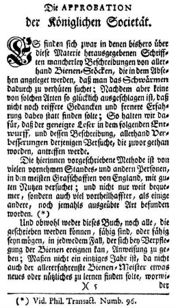 Die Approbation der Königlichen Societät.