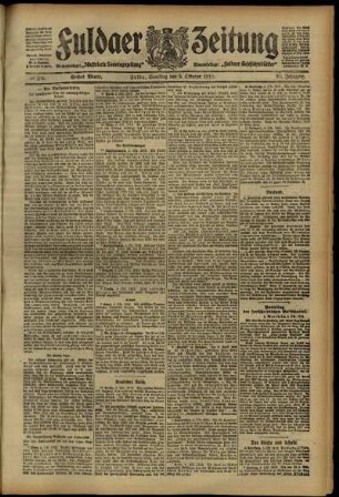 Erste Ausgabe vom Samstag, den 05. Oktober 1912.