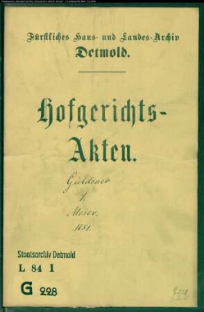Güldener, Cornelius gegen Arnold Meiers Erben - Schuldforderung