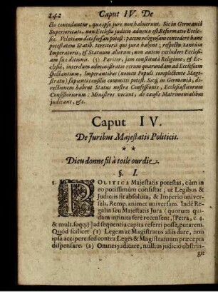 Caput IV. De Iuribus Majestatis Politicis