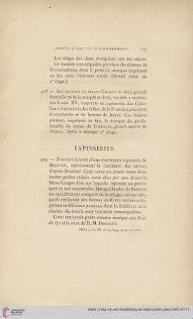 Tapisseries (Nr. 409 - 422)