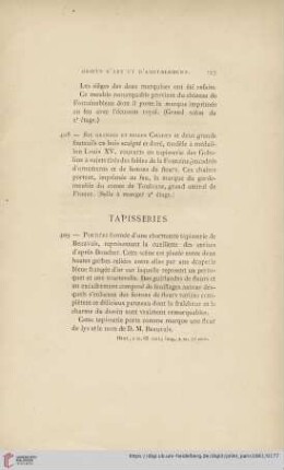 Tapisseries (Nr. 409 - 422)