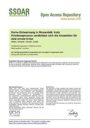Keine Entwarnung in Mosambik: trotz Friedensprozess verdichten sich die Anzeichen für eine ernste Krise