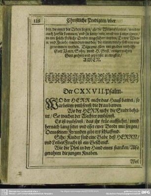 Der CXXVII. Psalm
