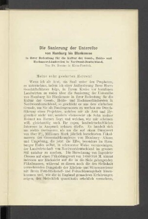 Die Sanierung der Unterelbe von Hamburg bis Blankenese