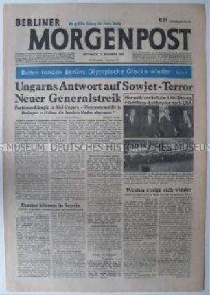 Tageszeitung "Berliner Morgenpost" u.a. zur Lage in Ungarn