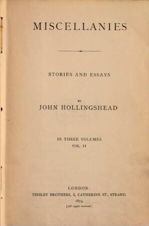 Miscellanies : stories and essays ; in three volumes, 2