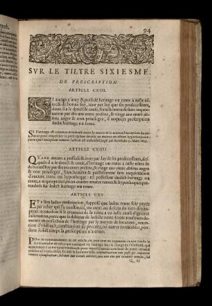 Svr le tiltre sixiesme, de prescription