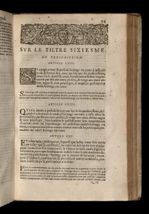 Svr le tiltre sixiesme, de prescription