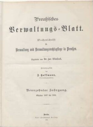 19.1897/98: Preußisches Verwaltungsblatt