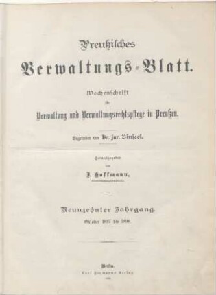 19.1897/98: Preußisches Verwaltungsblatt