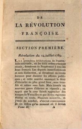 De la Révolution françoise, 2 (1797)