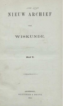 5: Nieuw archief voor wiskunde