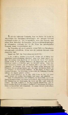 Beiträge zur Casuistik der Oesophagus-Erkrankungen