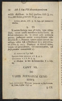 78-96, Caput VII. De variis poenarum gereribus.