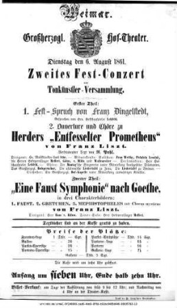 Zweites Fest-Conzert zur Tonkünstler-Versammlung