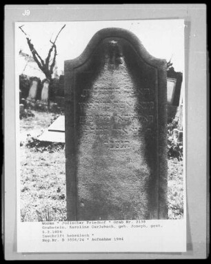 Grabstein der Karoline Carlebach (geborene Joseph) (gestorben 1894.03.05)