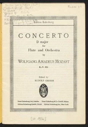 Concerto D major for flute and orchestra : K.-V. 314