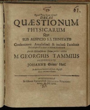 Decas Quaestionum Physicarum