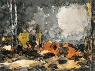 Landschaft mit rotem Buschwerk