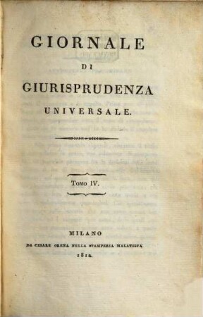 Giornale di giurisprudenza universale. 4. 1812