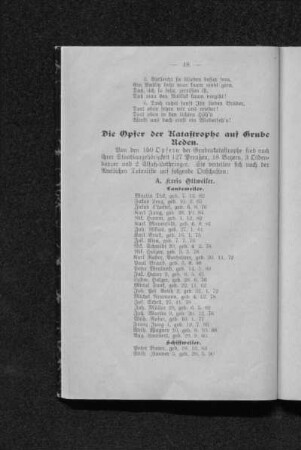 Die Opfer der Katastrophe auf der Grube Reden.
