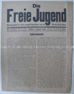 Mitteilungsblatt der Freien Jugend mit einer Bilanz des Jahres 1919