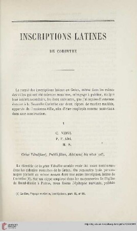 N.S. 9.1864: Inscriptions latines de Corinthe