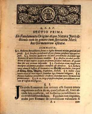 Dissertatio juridica de jurisdictione superiori sive alta et inferiori sive bassa secundum mores Germanorum, von Ober- und Nieder-Gerichten