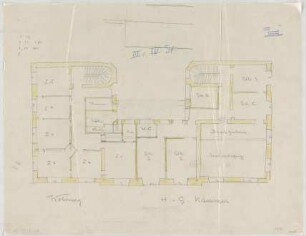 Thiersch, Friedrich von; München; Haus für Handel und Gewerbe - Grundriss 3. OG, Grundriss 4. OG