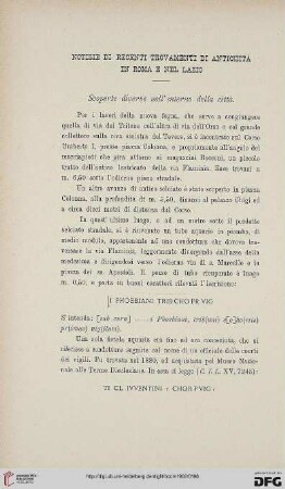 30: Notizie di recenti trovamenti di antichità in Roma e nel Lazio