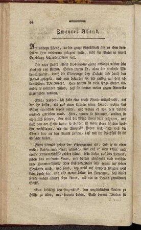 Zweyter Abend. = Seconde Soirée.