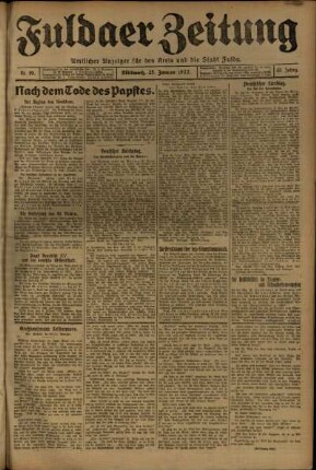 Ausgabe vom Mittwoch, den 25. Januar 1922.