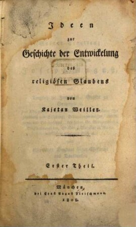 Ideen zur Geschichte der Entwickelung des religiösen Glaubens, 1