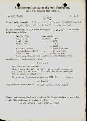 Zimmer, Franz, Dr.