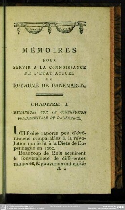 Chapitre I. Remarques Sur La Constitution Fondamentale Du Danemarck