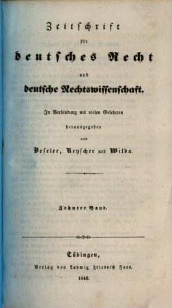 Zeitschrift für deutsches Recht und deutsche Rechtswissenschaft. 10. 1846