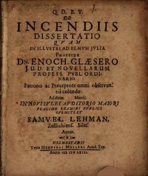 De incendiis dissertatio