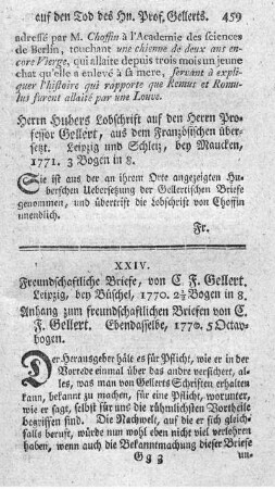 Freundschaftliche Briefe. - Anhang zum freundschaftlichen Briefen.
