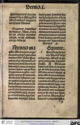 Sermones tredecim universales magistri Michaelis de Ungaria incipiunt feliciter