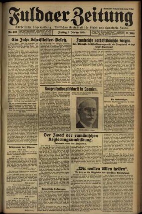Erste Ausgabe vom Freitag, den 05. Oktober 1934.