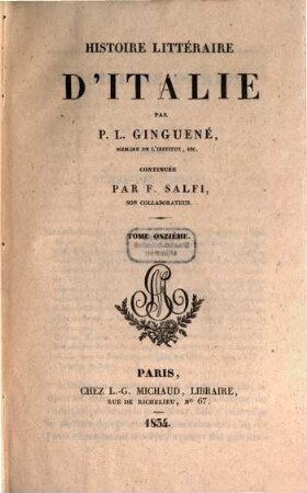 Histoire littéraire d'Italie. 11